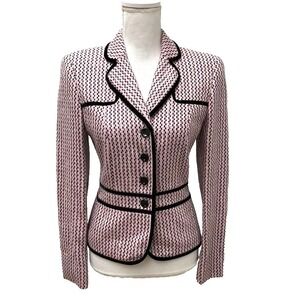 Escada Wool Twill Blazer Jacket Womens 34 Small Pink Business Career Office